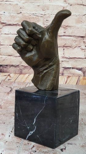 100% Bronze Skulptur Handarbeit Original Daumen hoch Hand Statue Figurine Figure - Bild 3 von 10