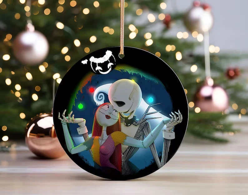 The Nightmare Before Christmas Jack Loves Sally Forever Circle Ornament