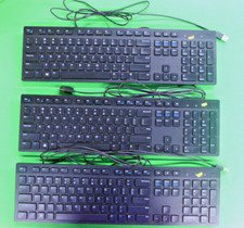  LOT OF 3 Genuine Dell USB Wired Slim Keyboard KB216p Black 6WMN0