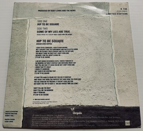 Huey Lewis & The News Hip To Be Square Vinyl Record 7” 45 RPM Chrysalis 1986 - Picture 22 of 24