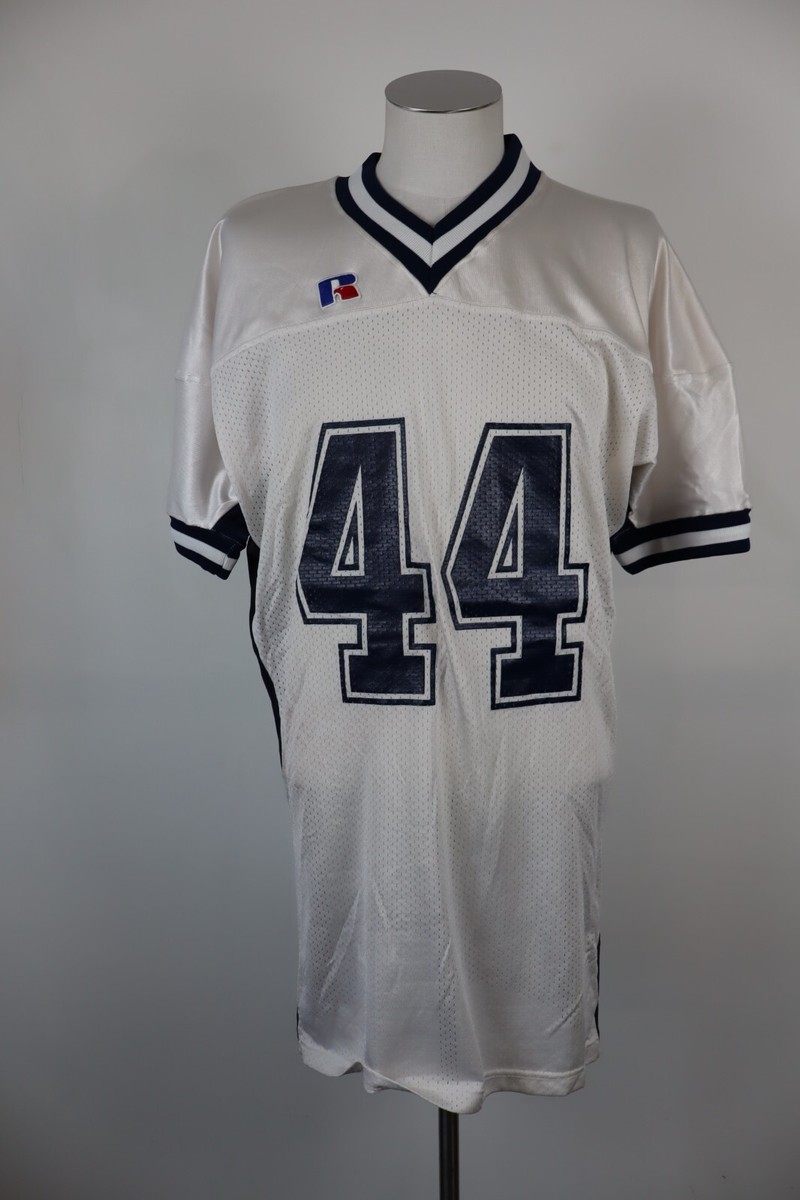40s Russell Southern Co. フットボールtシャツ 44番 古着 90s USA製 Russell No29 ラバー プリント メッシュ