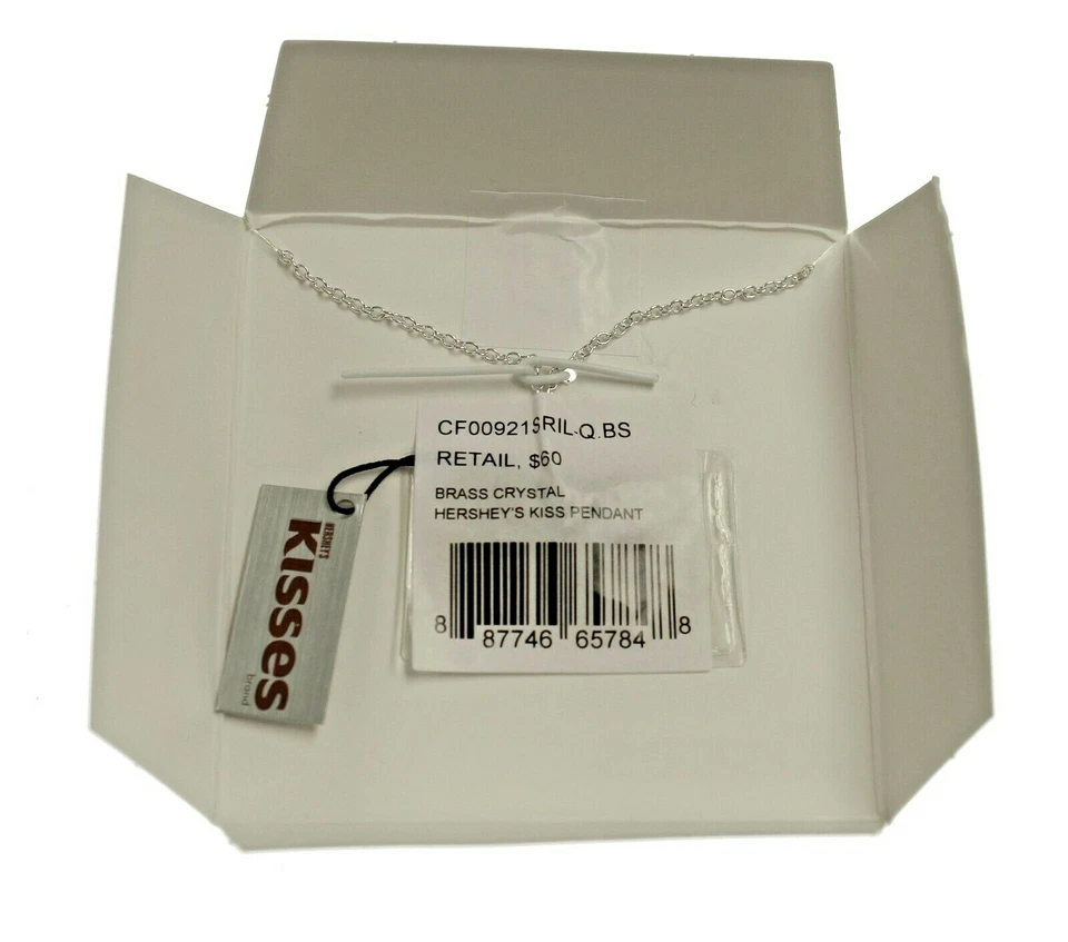 NOVO COM ETIQUETAS - COLAR PINGENTE DE CRISTAL FEMININO HERSHEY'S KISS BEIJO prata/azul/roxo - Imagem 3 de 4