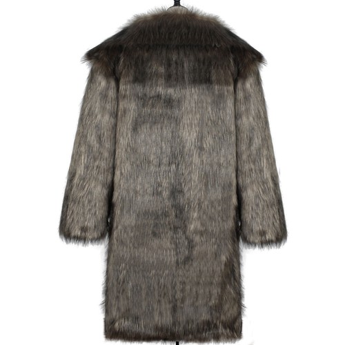 Men's Luxury Faux Fur Coat Jacket Winter Warm Long Coats Overwear Outwear - Picture 6 of 14