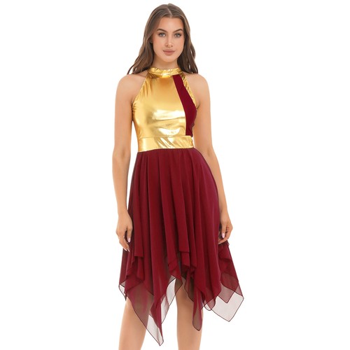 Women's Metallic Lyrical Fancy Dance Costume Liturgical Praise Dance Dress - 第 47/57 張圖片