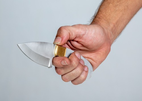 Drop Point Stainless Steel Knife Blank DIY 7.25" OA + Brass Bolsters + Sheath - Picture 3 of 10