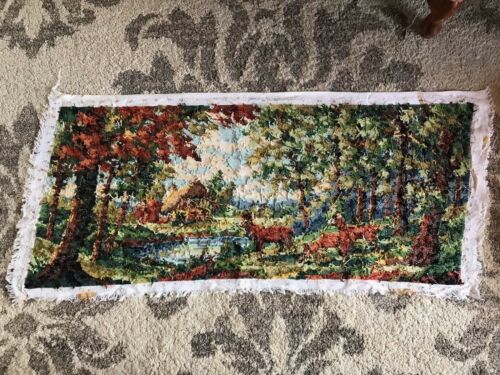 Large vintage Margot De Paris finished tapestry forest deer stag chalet mountain - Picture 6 of 6
