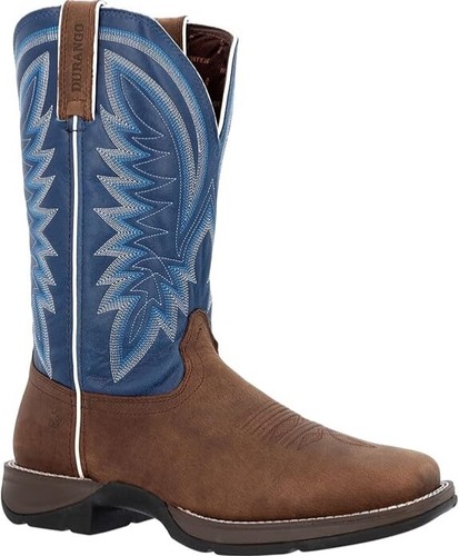 REBEL™ BY DURANGO® SADDLE BROWN DENIM BLUE WESTERN BOOT SIZE 13 WIDE WIDTH MEN’S