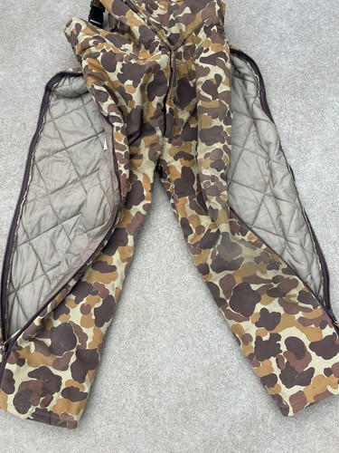 Vintage Brown Duck Camo Overalls Bib Gamehide Men’s L Hunting Insulated READ - Picture 10 of 12