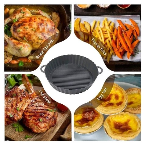 KAMEUN Air Fryer Einlagen Silikon 2 Stück Wiederverwendbar Hitzebeständig Leicht Zu Reinigen Grau - Bild 3 von 7