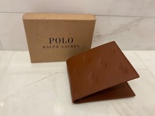 NIB Polo Ralph Lauren Leather ALL OVER PONY Double Billfold Wallet - CLASSIC TAN
