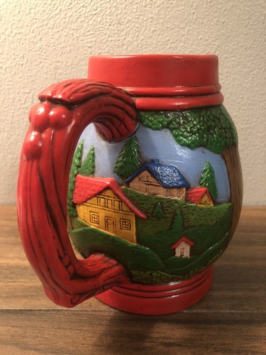 Vintage German beer mug Red three musketeers Ceramic  (B1) - Picture 2 of 12