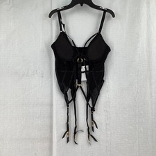 Hustler Women's Sierra PPHUS041 Black Mesh Adjustable Strap Basque Corset Sz 34B