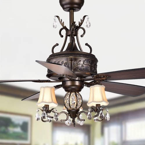 Firtha 52-Inch Antique Lighted Ceiling Fans Branched French Chandelier Remote - Picture 1 of 3