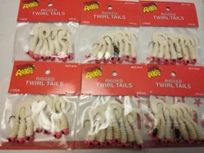 Arkie Rigged Twirl Tails grub 1/16 Oz Crappie  Jigs Lot 6 Packs/42 white pink