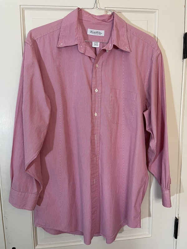 BROOKS BROTHERS MEN'S RED CHECK SHIRT - 17 32/33 - 100% COTTON 0944