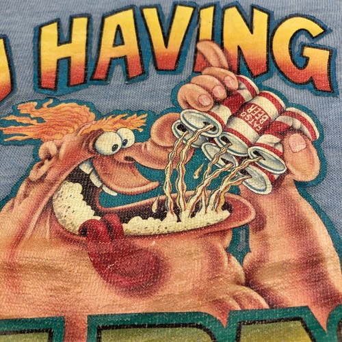 Vintage 1980 Six Pack Attack Iron On Single Stitch Thin 50/50 Large Blue T Shirt - Picture 4 of 12