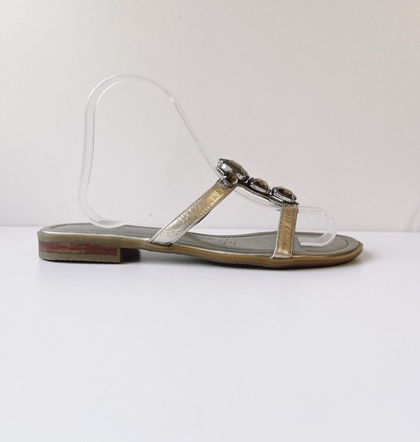 Diana Ferrari Womens Sandals Size 7 38 Gold Leather Flats Slides Shoes (13) - Picture 9 of 10