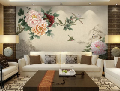 3D Peony Branch G2480 Wallpaper Wall Murals Removable Self-adhesive Honey
