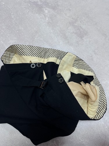 Antique 1940s Solide Elegant Buckle Back Suspender Suit Black Trousers - Picture 15 of 18