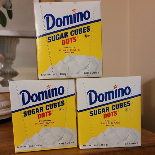 3) Domino SUGAR CUBES Dots 1 lb ea Premium Pure Cane Sugar Sweetener