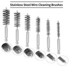 6Pc 8-19mm Stainless Steel Wire Brush Set Round Rod For Drill Bit Polishing Tool