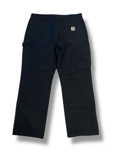 Salopette Carhartt B01 BLK doppio ginocchio jeans anatra 36X30 nero lavoro invecchiato dissolvenza - Foto 3 di 5