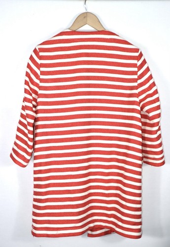 0039 Italy Women's Jacket Blazer Long Open Striped Multicoloured Size M - Picture 4 of 10