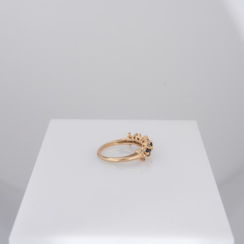 14K Gold blauer Saphir echter Diamant Ring Band Hochzeitstag 1/2 Ewigkeit - Bild 11 von 17