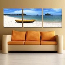 Beach/Seascape ready 2 hang 3 Panel wall art mounted canvas/betterThan stretched