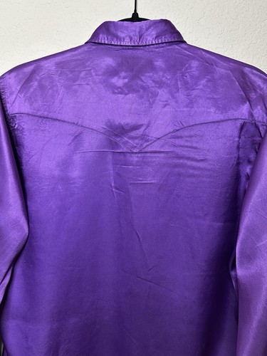 RARE 60’s Vintage H Bar C Ranchwear Satin Pearl Snap Western Shirt USA M L - Picture 7 of 10