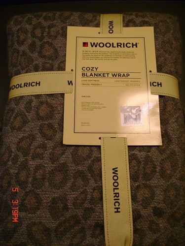 Woolrich, Cozy Blanket/Wrap/Cape, One Size, Lightweight, Leopard Print, Gray - Picture 4 of 5