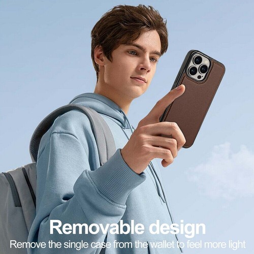 For iPhone 16 15 14 13 12 11 XS 7 8 Wallet Case 2-in-1 Detachable MagSafe Cover - Picture 47 of 85