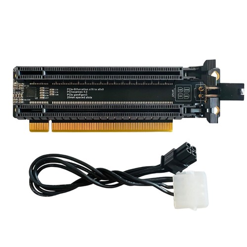 PCIE X16 4.0 Expansion Card 1-to-2 Clock Splitter IC X16 to X8X8 4Pin/SATA - 第 1/18 張圖片