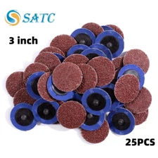 25PCS 3" Roll Lock Die Grinder Sanding Grinding Discs Quick Change 36 60 80 Grit