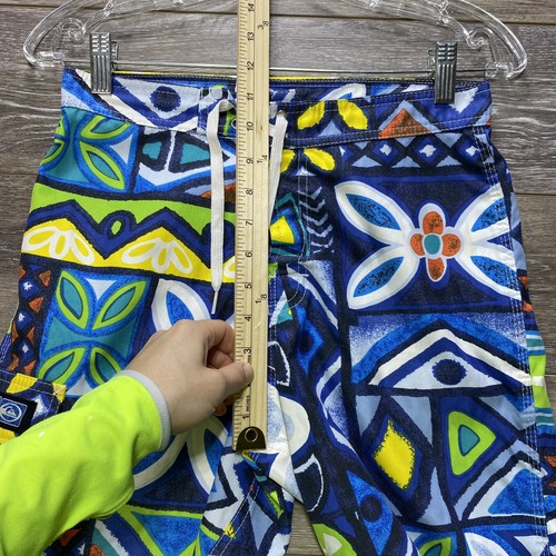 Quicksilver Swim Shorts Size 28” Waist (BOYS size 18) Blue Tropical Beach Trunks - Picture 7 of 12
