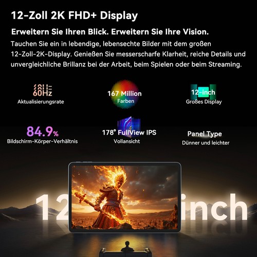 Blackview Mega 2 Android 15 Tablet 12 Zoll 36GB+256GB WideVine L1 9000mAh 2K FHD - Bild 8 von 17