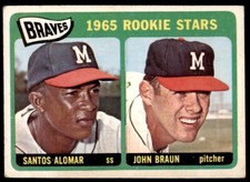 1965 Topps Baseball Card Sandy Alomar/John Braun Rookie Milwaukee Braves 82