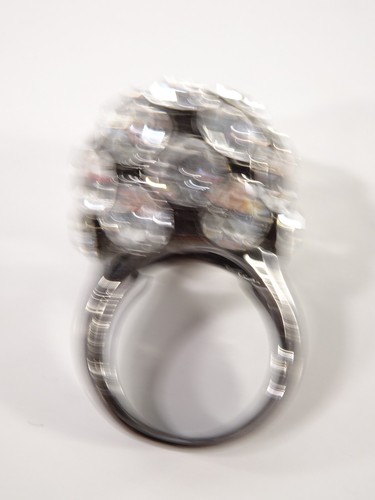 Lee Angel Women's Gunmetal Crystal Fireball Disco Ring Sz 6 NWT 165 - Picture 9 of 18