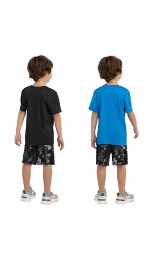 adidas Kids' Boys 3-piece Set T-Shirts and Short Black, Blue 2T| B19 - Picture 2 of 7