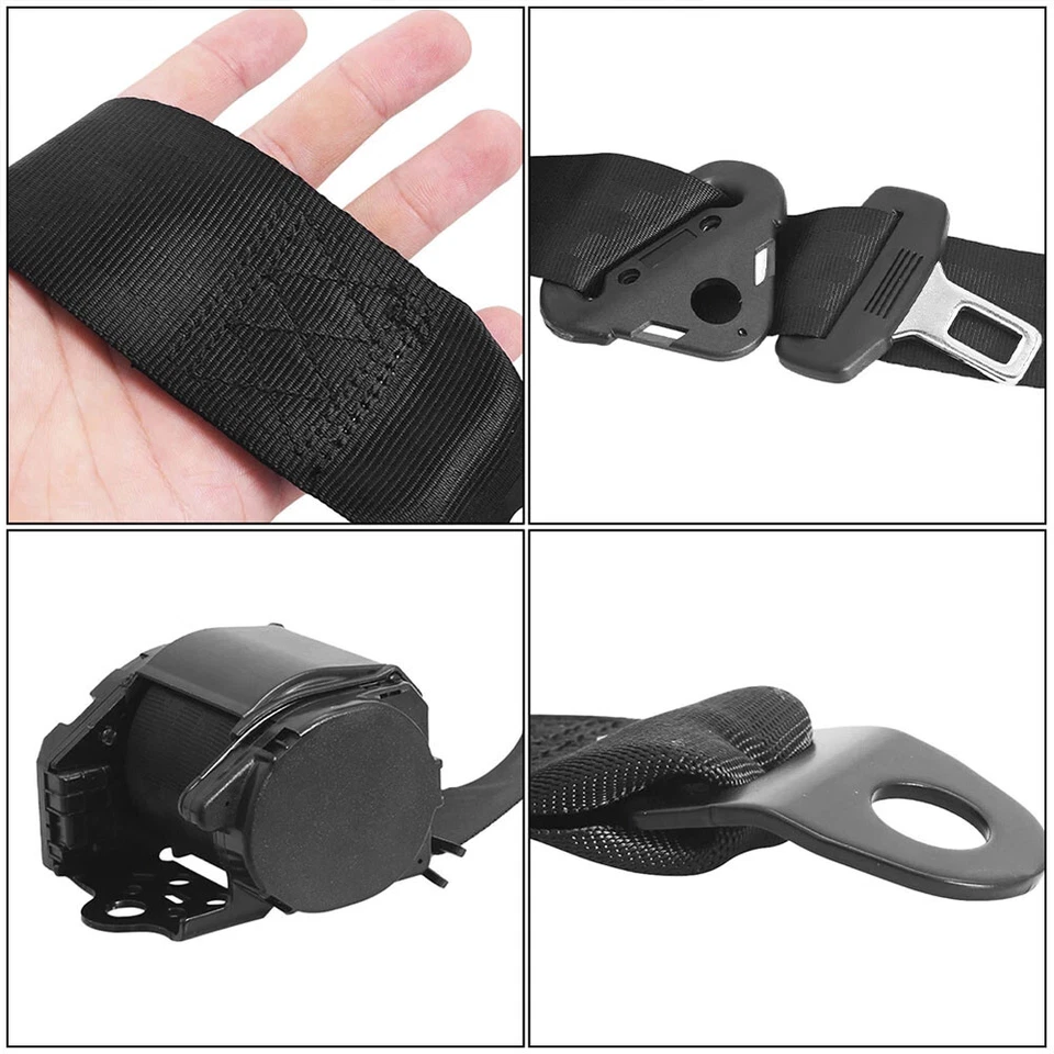 2set Retractable 3-Point Safety Seat Belt Straps Car Vehicle Adjustable Belt Kit Foto 4 de 4
