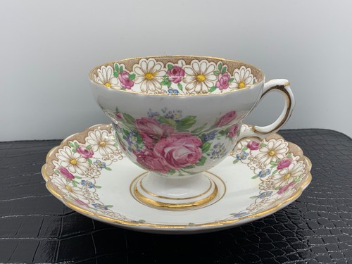 Vintage Teetasse Untertasse Rosina Rosen Gänseblümchen Floral Blume Bone China England