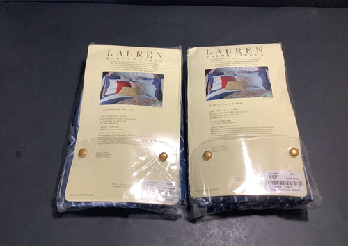 RALPH LAUREN European Pillow Shams (2) C D'Azur Blue Stripe 26x26 NIP!! Ret $240 - Picture 2 of 4