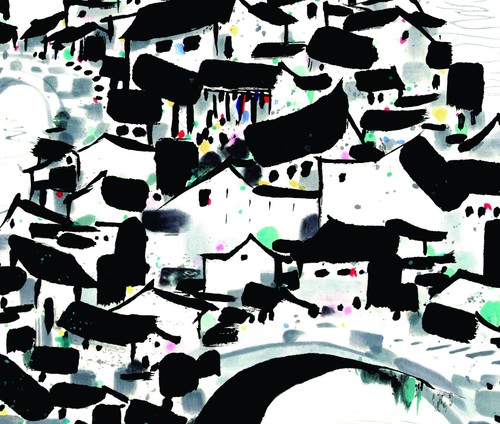 ORIENTAL ART CHINESE PAINTING ARTWORK-Wu Guanzhong Bridge&吴冠中 《桥》 - Picture 8 of 9