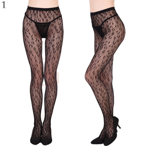 Lingerie Fishnet Black Pantyhose Tights Jacquard Stockings Plus Size Womens Se ❥ - Picture 2 of 21