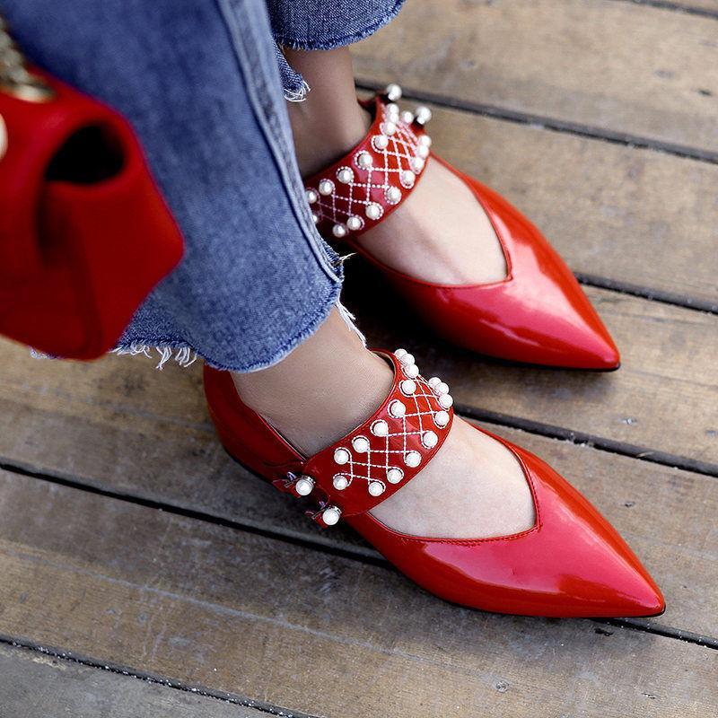 Sexy Mujeres Perlas Brillante Suave Vaca Cuero Puntera en Punta Zapatos Mocasines De Ballet Nuevo Sexy Mujeres Perlas Brillante Suave Vaca Vaca Vaca Cuero Puntera en Punta Zapatos Mocasines De Ballet Nuevo salida