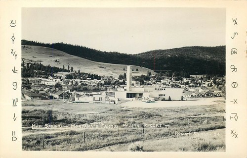 HOT SPRINGS - MONTANA'S FAMOUS HEALTH RESORT - PANORAMIC OLD REAL PHOTO POSTCARD