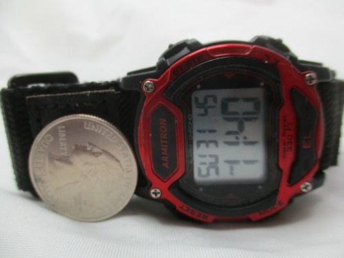 Armitron Digital Watch Black Hook & Loop Band Water Resist 330 Feet Alarm Chrono - Picture 12 of 12