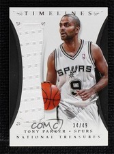 2013-14 Panini National Treasures Timelines Materials 34/49 Tony Parker HOF 05fy