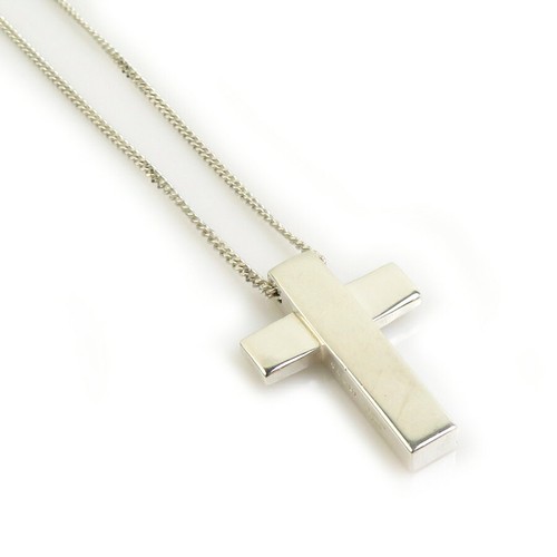 GUCCI Necklace Pendant Cross Silver 925 Unisex Accessory Authentic - Picture 9 of 24