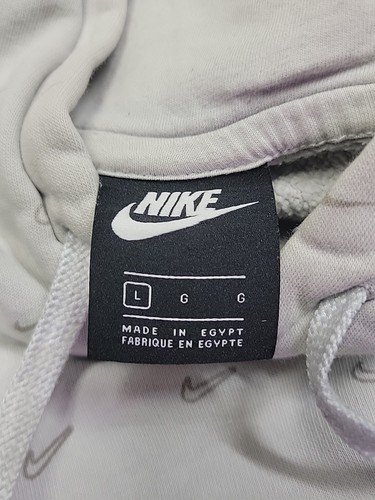 Nike All Over Swoosh Felpa con Cappuccio Uomo Grande Bianco Pullover Tasca Canguro CJ5405-100 - Foto 8 di 9
